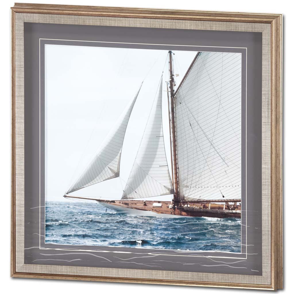 Sailing South by Jorge Llovet a Hand Embelished Textured Framed Photo Art Print Matted under Glass from Mercana - Luna Furniture