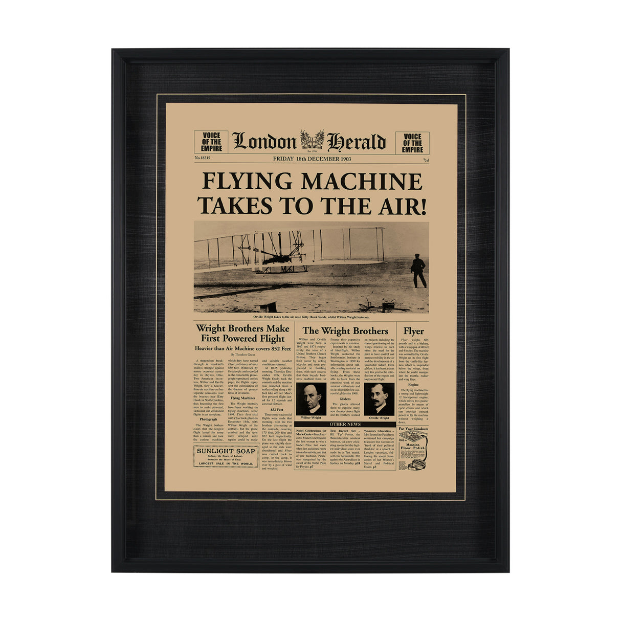 Flying Machine Takes to the Air! Hand Embelished Framed Art Photo Matted under Glass from Mercana - Luna Furniture