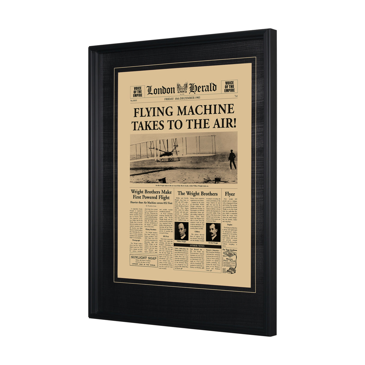 Flying Machine Takes to the Air! Hand Embelished Framed Art Photo Matted under Glass from Mercana - Luna Furniture