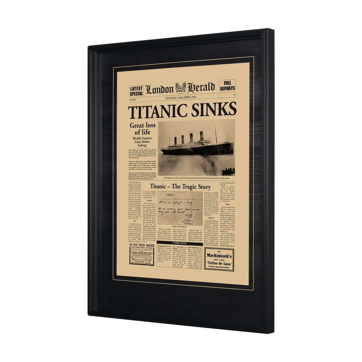 Titanic Sinks by Vintage Collection a Hand Embelished Textured Framed Art Photo Matted under Glass from Mercana - Luna Furniture