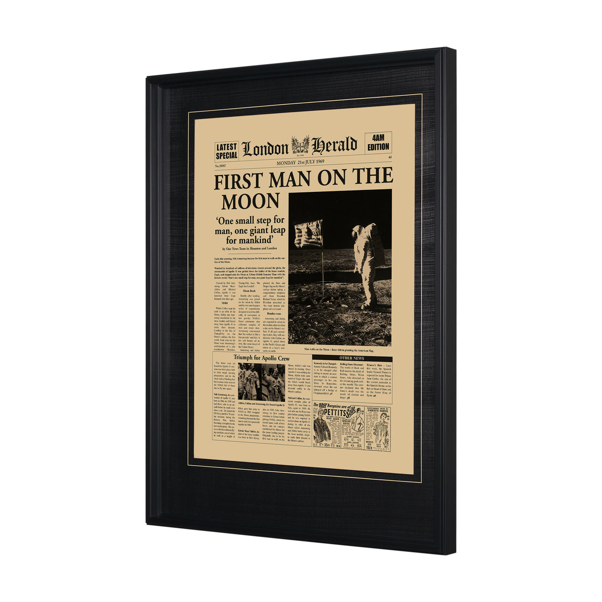 First Man On The Moon by Vintage Collection Hand Embelished Framed Art Photo Matted under Glass from Mercana - Luna Furniture