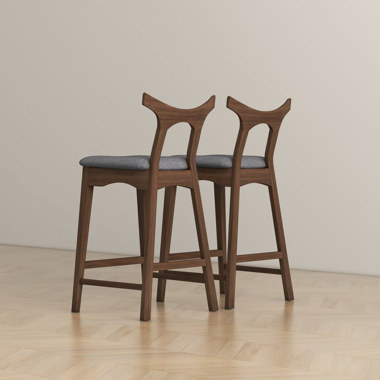 Dorane Solid Wood Frame Gray Fabric Upholstered Bar Stool, Set of 2 from Ashcroft Furniture - Luna Furniture