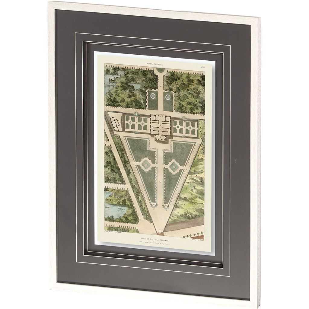 Plan De La Villa Negroni by Mercana Studio a Framed Art Print Matted under Glass from Mercana - Luna Furniture