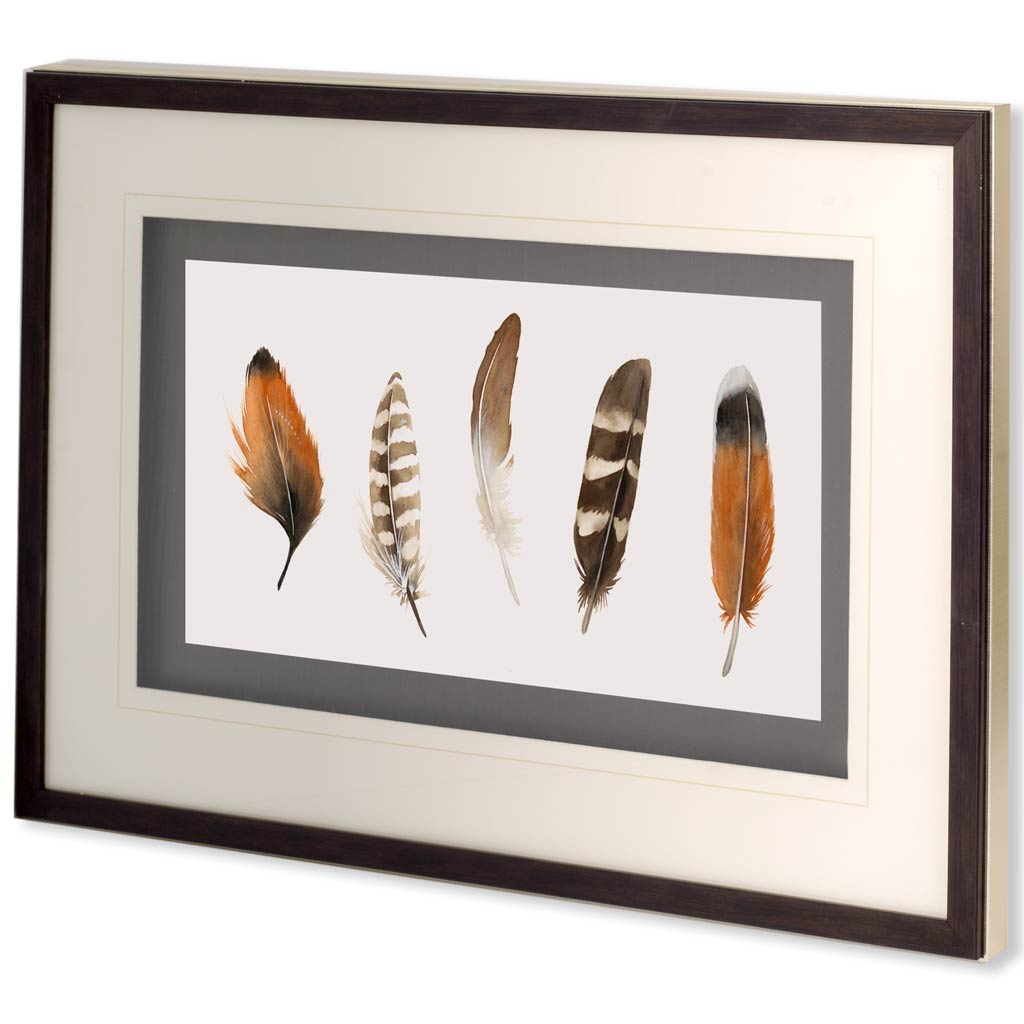 Red Rock Feathers I by Grace Popp a Hand Embellished Textured Framed Art Print Matted under Glass from Mercana - Luna Furniture
