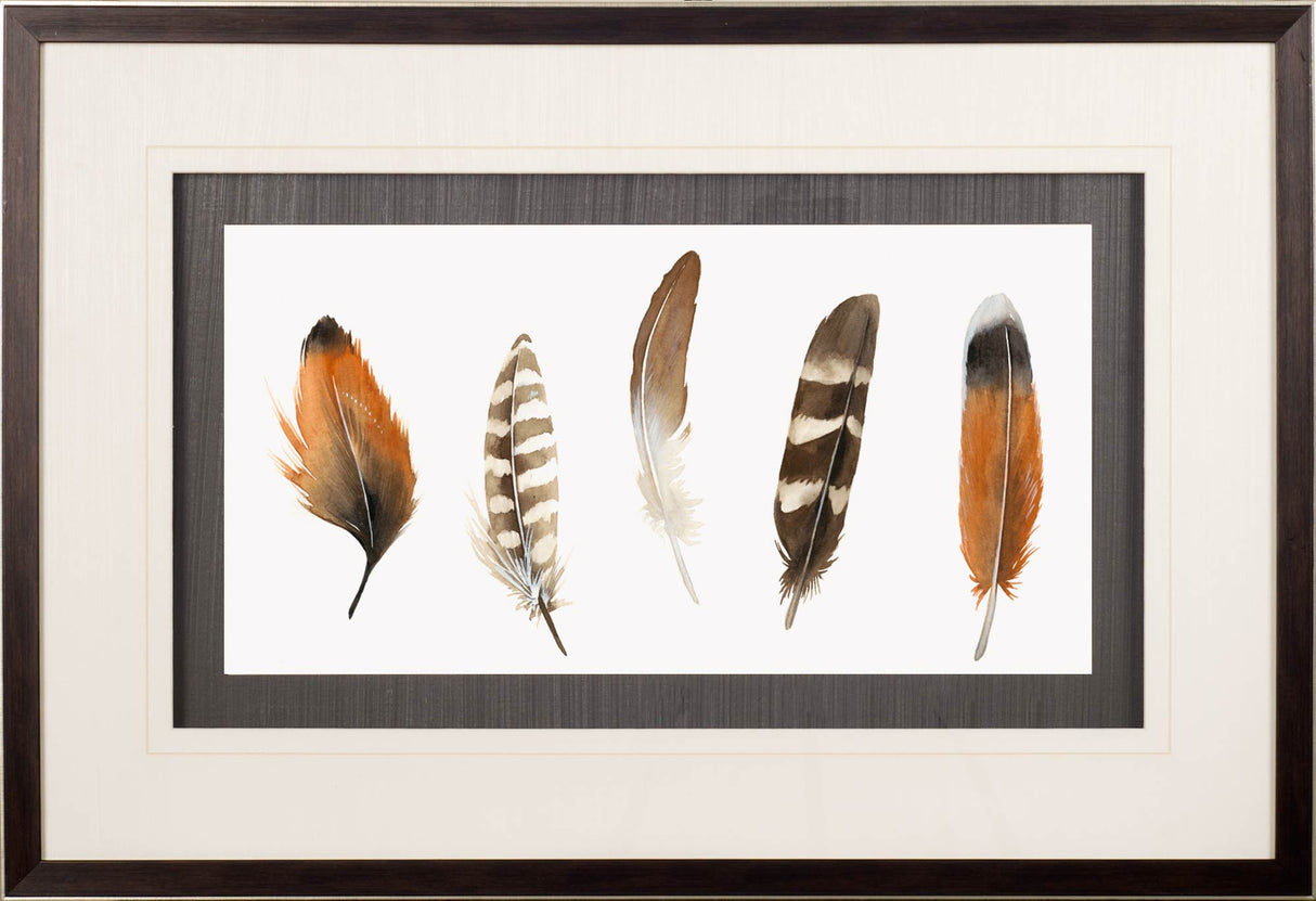 Red Rock Feathers I by Grace Popp a Hand Embellished Textured Framed Art Print Matted under Glass from Mercana - Luna Furniture