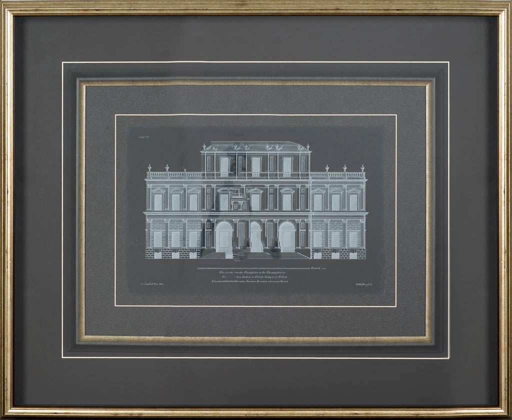 Vintage Facade Blueprint I by H. Hulsburgh a Framed Art Print Matted under Glass from Mercana - Luna Furniture