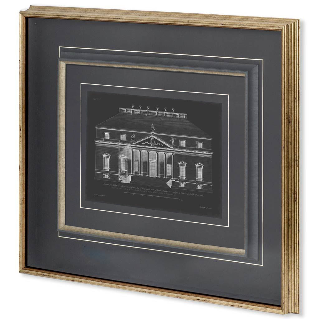 Vintage Facade Blueprint II by H. Hulsburgh a Framed Art Print Matted under Glass from Mercana - Luna Furniture