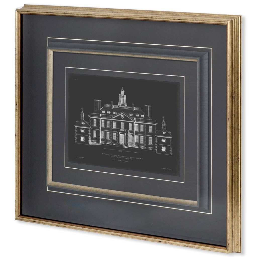 Vintage Facade Blueprint III by H. Hulsburgh a Framed Art Print Matted under Glass from Mercana - Luna Furniture