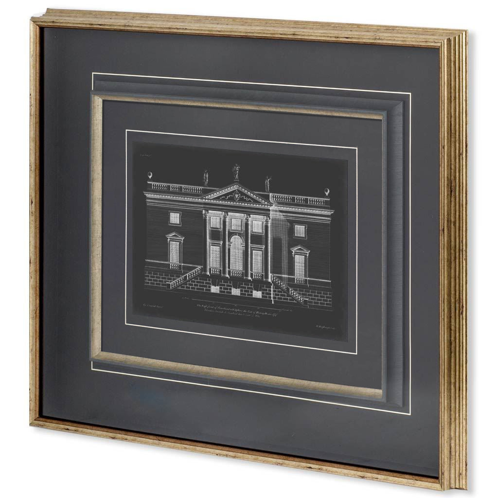 Vintage Facade Blueprint V by H. Hulsburgh a Framed Art Print Matted under Glass from Mercana - Luna Furniture