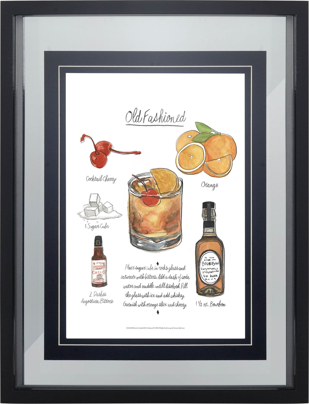 Classic Cocktail - Old Fashioned by Mercana Studio a Framed Art Print Matted under Glass from Mercana - Luna Furniture
