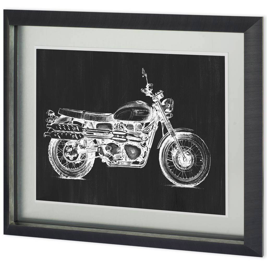 UA CH Motorcycle Graphic II by Megan Meagher Hand Embellished Framed Art Print Matted under Glass from Mercana - Luna Furniture