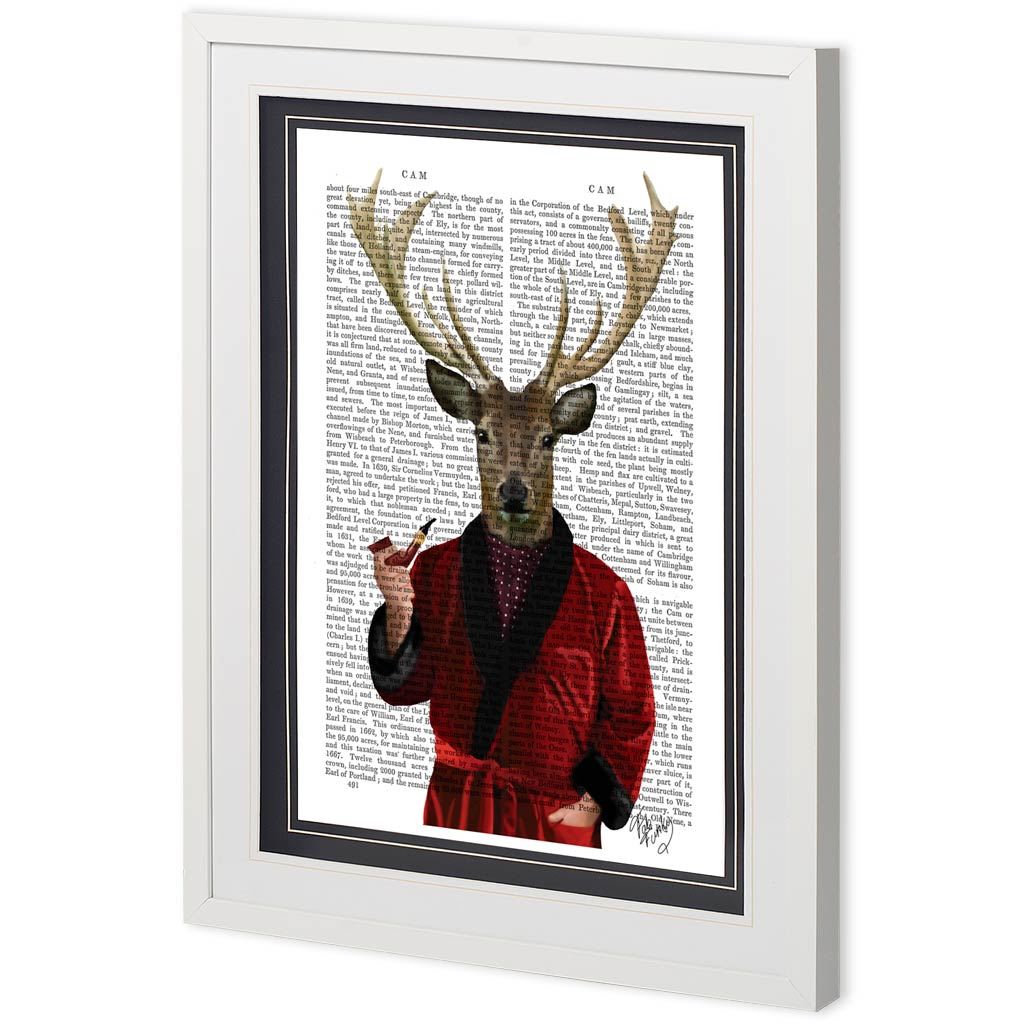Custom Deer in Smoking Jacket by Fab Funky a Framed Art Print Matted under Glass from Mercana - Luna Furniture