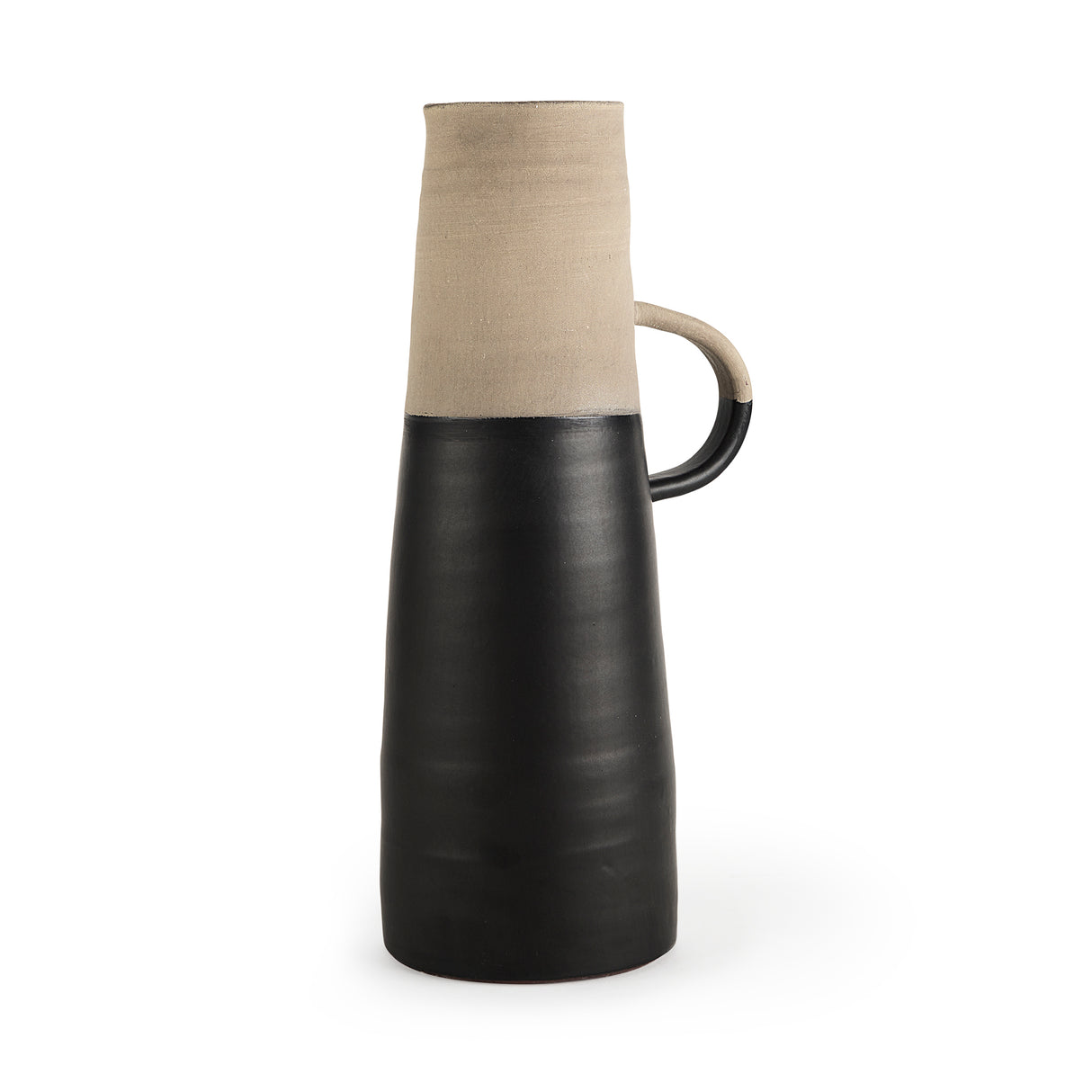 Garand Large 18.8H Two-Toned Black/Natural Ceramic Jug from Mercana - Luna Furniture