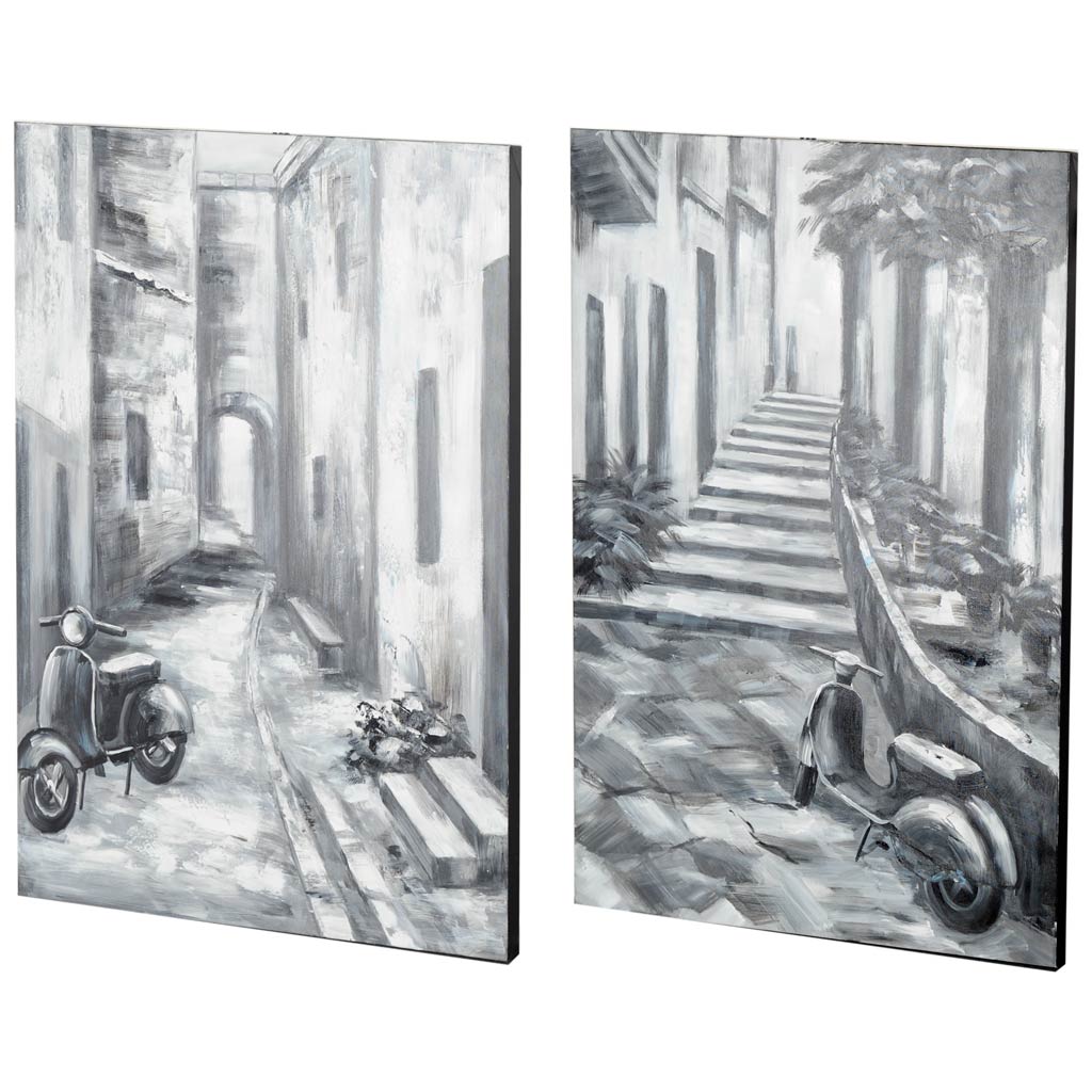 Memory Lanes Diptych Italian Laneway Original Hand Painted on Canvas Oil Painting from Mercana - Luna Furniture