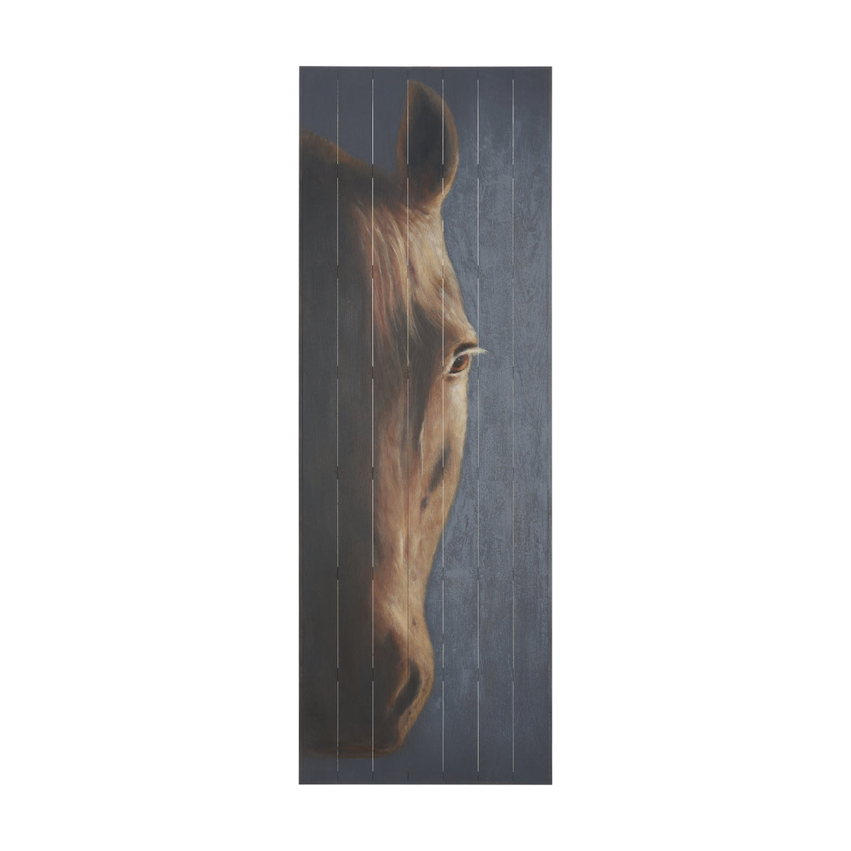 Hennessy 24x68 Brown Horse Original Hand Painted on Wood Oil Painting from Mercana - Luna Furniture