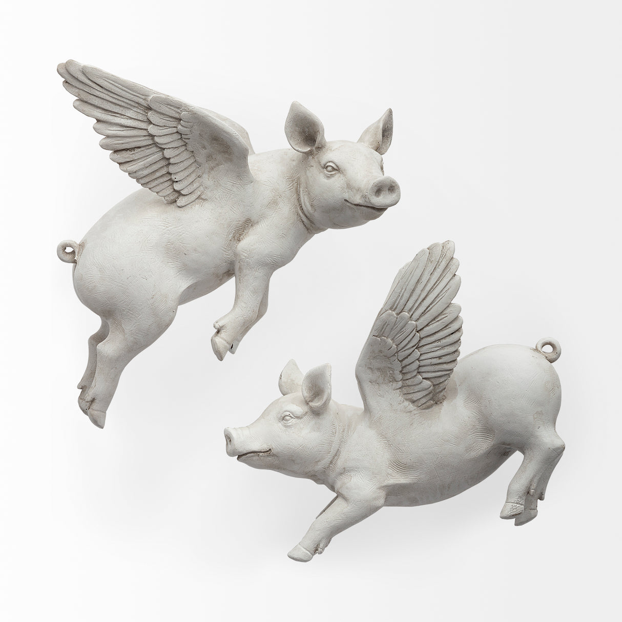 Hogbadi Set of 2 White Flying Pigs from Mercana - Luna Furniture