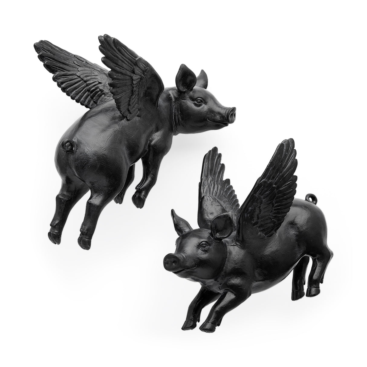 Hogbadi Set of 2 Black Flying Pigs from Mercana - Luna Furniture