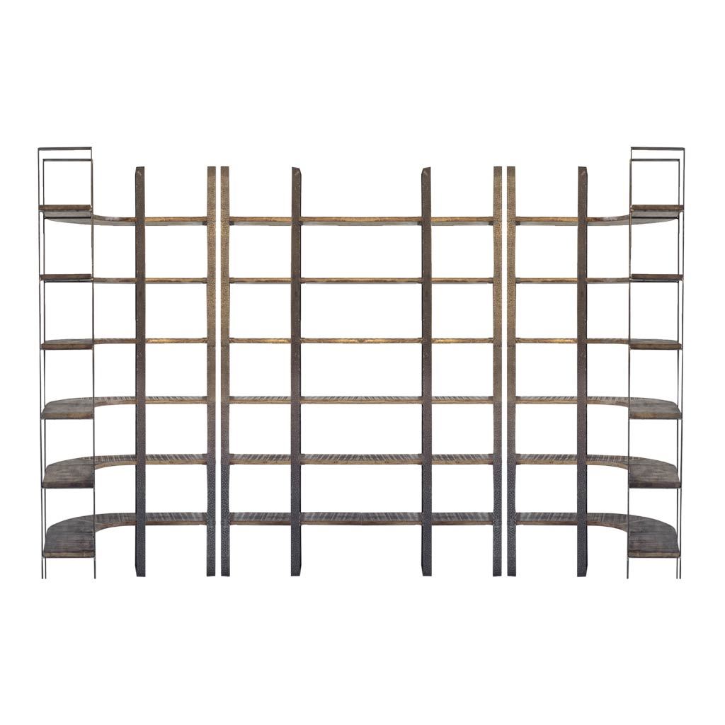 Taunton I 80L x 10.5W x 90H Brown Wood and Black Iron Six Shelving Unit from Mercana - Luna Furniture