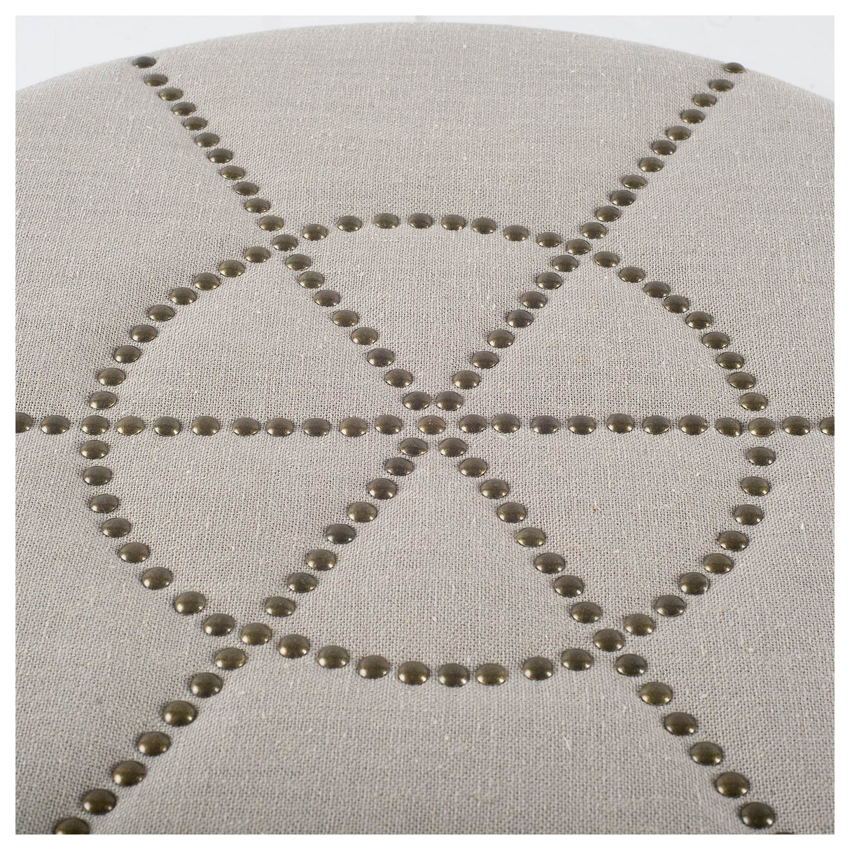 Beacon 20.5"H Cream Fabric w/ Metal Tacks Round Ottoman from Mercana - Luna Furniture