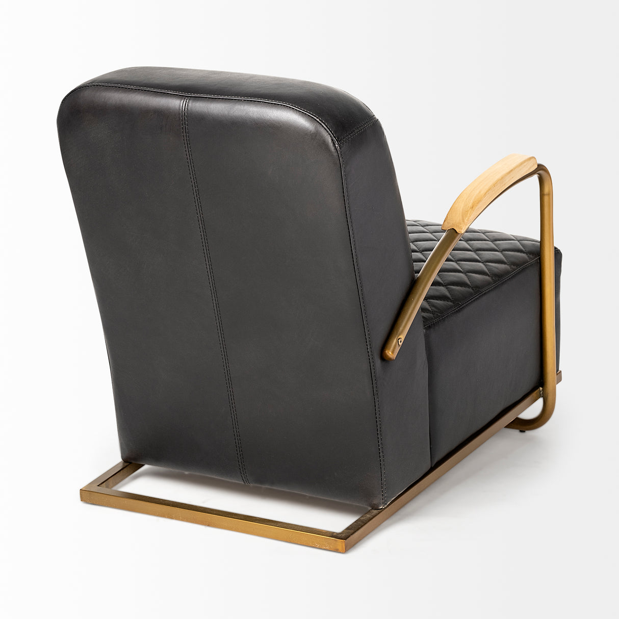 Horace I Black Leather Diamond Pattern w/Gold Iron Frame Accent Chair from Mercana - Luna Furniture