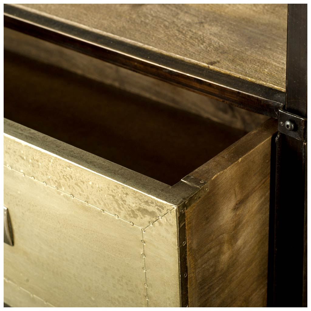Farrow 72.5L x 14W x 20H Brass Wood and Metal TV Stand Media Console with Storage, TV up to 83" from Mercana - Luna Furniture