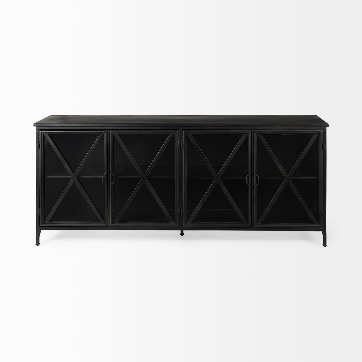 Poppy I 79x16 Black Metal With Glass Door Sideboard from Mercana - Luna Furniture