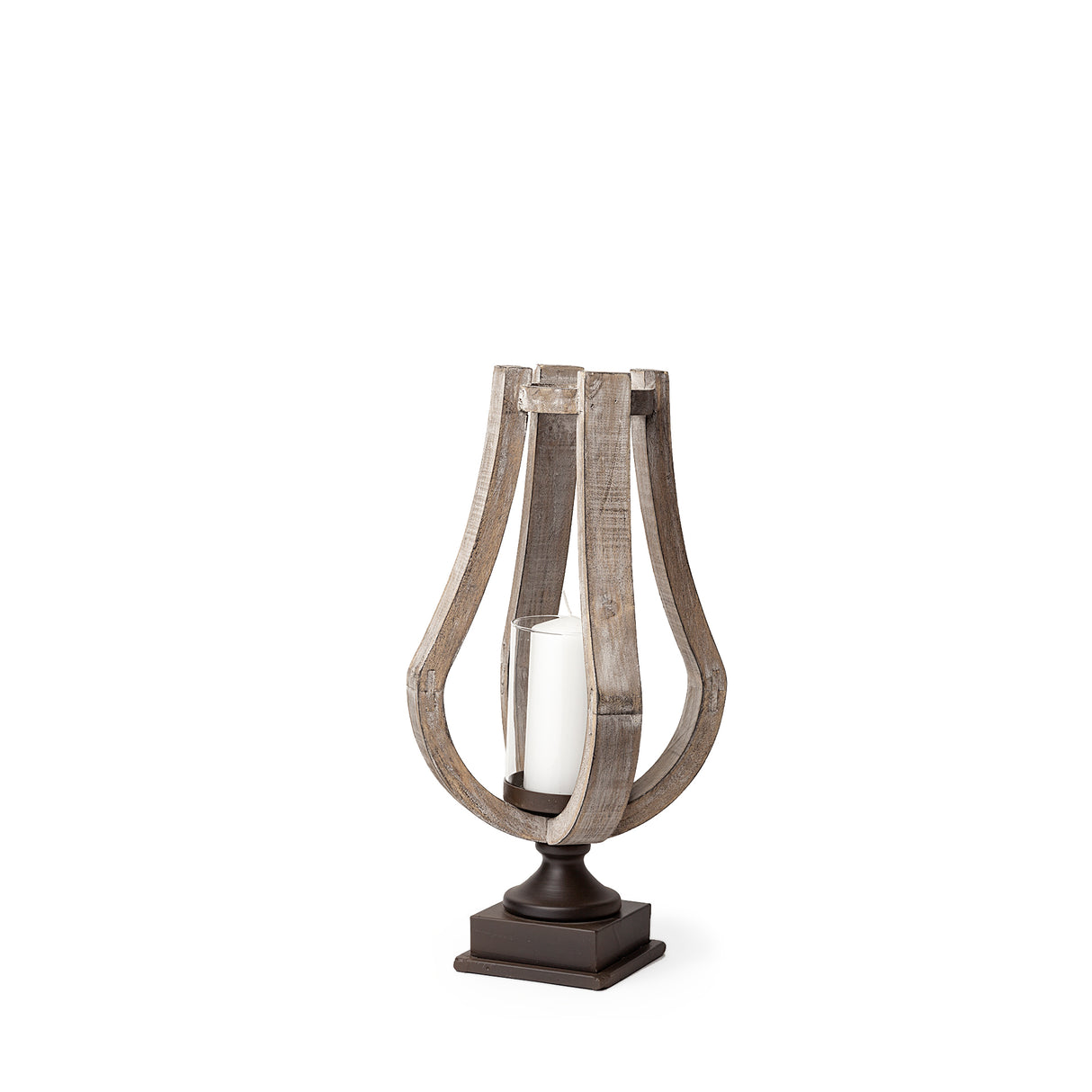 Brillion Small Rustic Wood Metal Table Candle Holder from Mercana - Luna Furniture