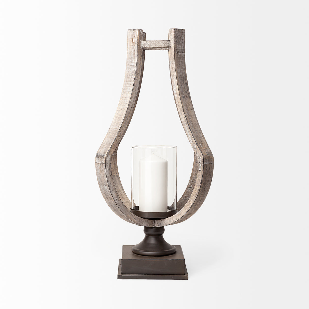 Brillion Large Rustic Wood Metal Table Candle Holder from Mercana - Luna Furniture