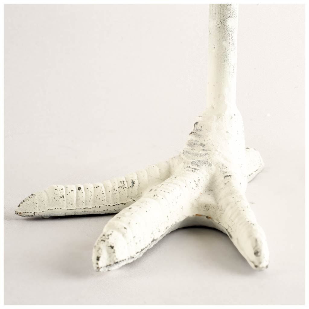 Daffy II Tall White Cast Iron Chicken Foot Table Candle Holder from Mercana - Luna Furniture