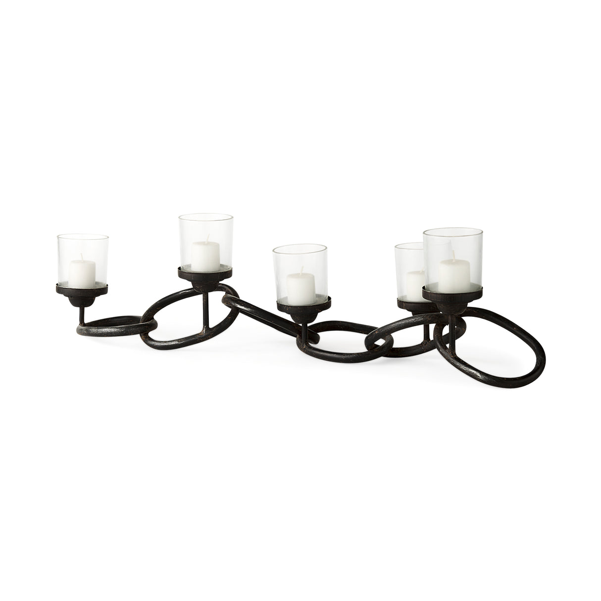 Quito Black Metal Chain-Link Five Candle Table Candle Holder from Mercana - Luna Furniture