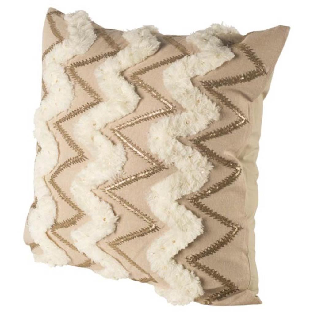Duston II 22 x 22 Tan and White Zig Zag Decorative Pillow Cover from Mercana - Luna Furniture