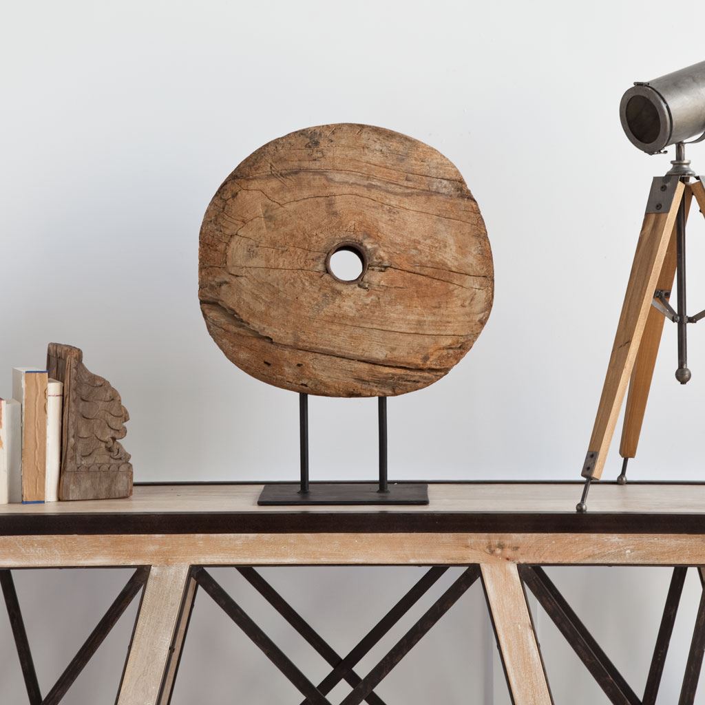 Incana 20L x 4W Natural Brown Reclaimed Wood Wheel Object from Mercana - Luna Furniture