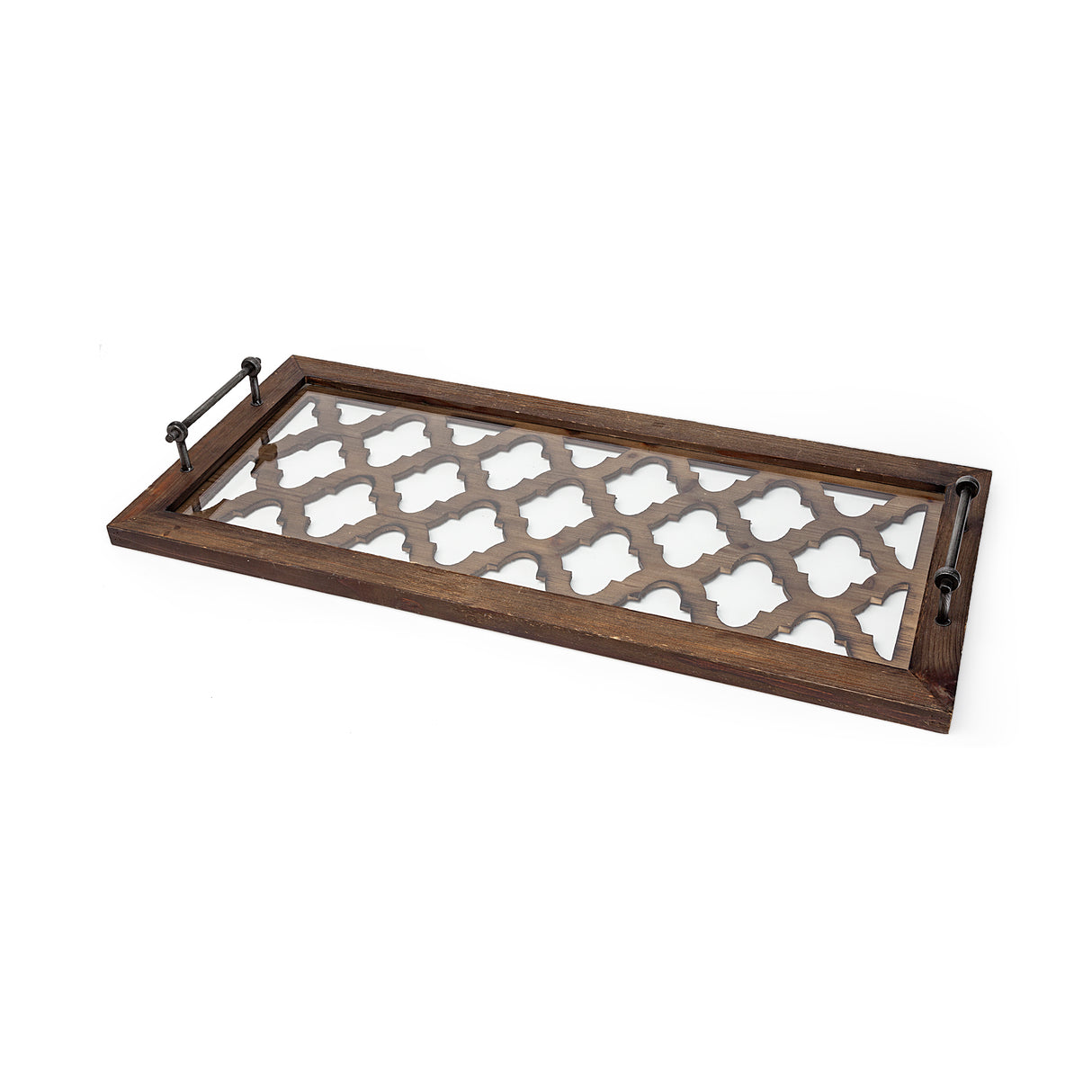Stotonic 35L x 16W Brown Wood W Glass Top Rectangular Serving Tray from Mercana - Luna Furniture