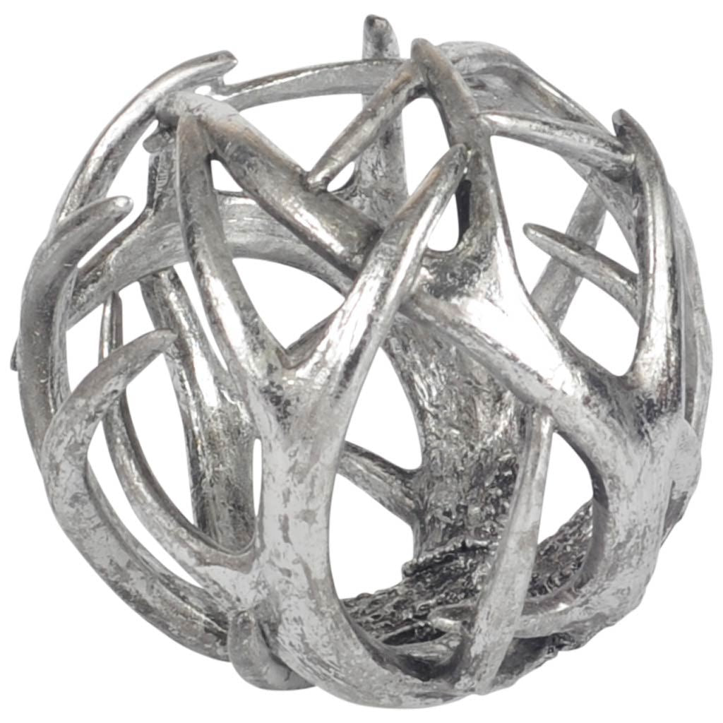 Ramus IV (Large) 7L x 7W Silver Antler Shaped Decorative Orb Ball from Mercana - Luna Furniture