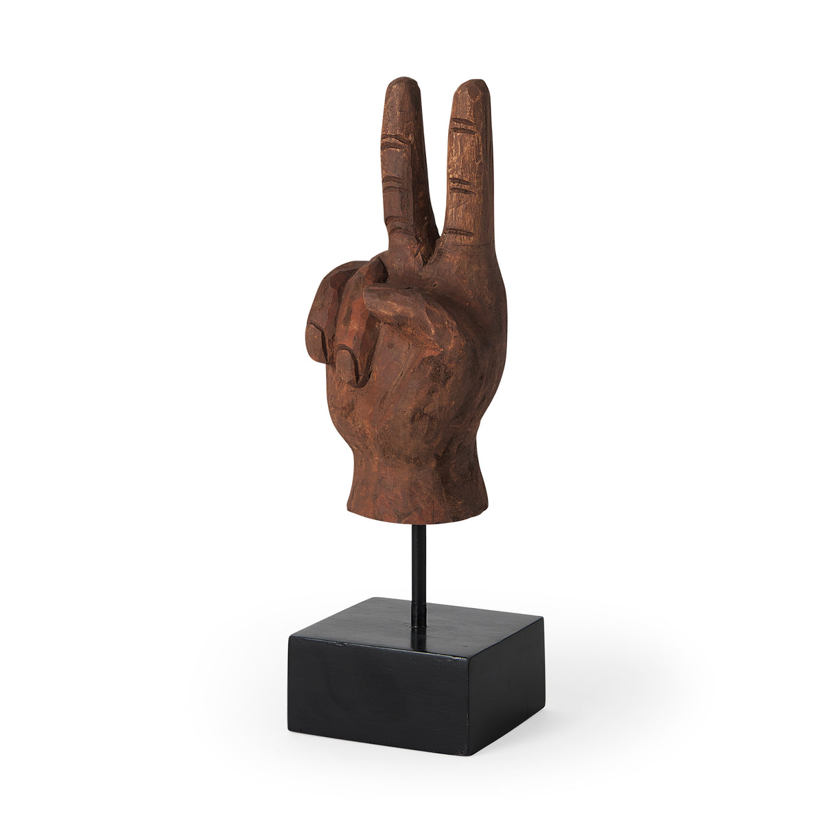 Pacem 4L x 4W Natural Wooden Carved Peace Sign Hand from Mercana - Luna Furniture
