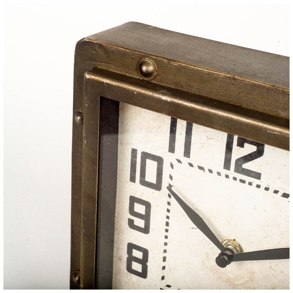 Redding Bronze Toned Metal Square Table Clock from Mercana - Luna Furniture