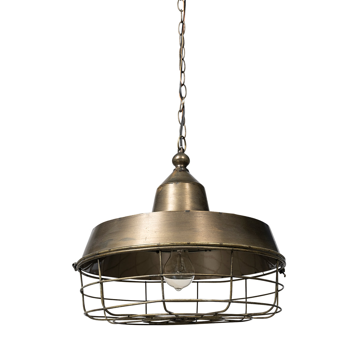 Tahla 14x 14.5 Gold Toned Metal Cage Pendant Light from Mercana - Luna Furniture