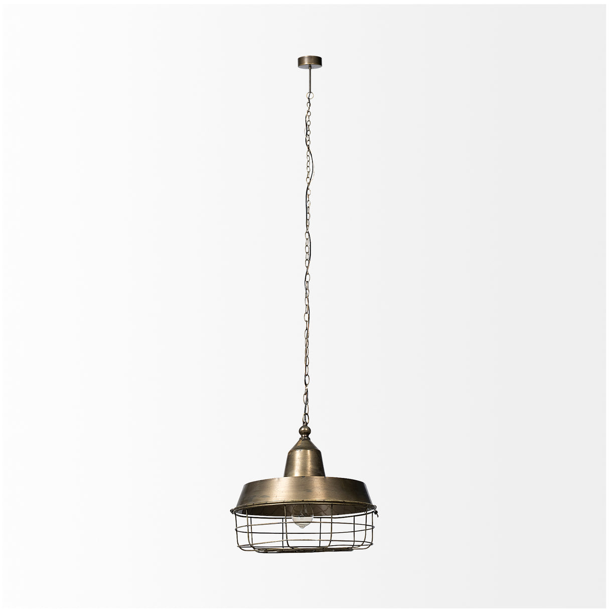 Tahla 14x 14.5 Gold Toned Metal Cage Pendant Light from Mercana - Luna Furniture