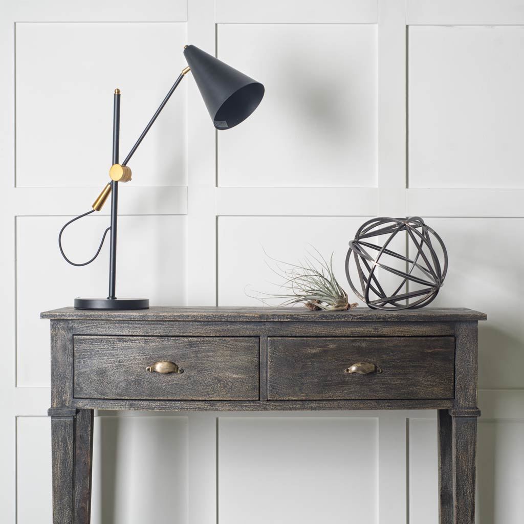 Fragon II(26"H) Black/Gold Metal Adjustable Cone Shade Table Lamp from Mercana - Luna Furniture