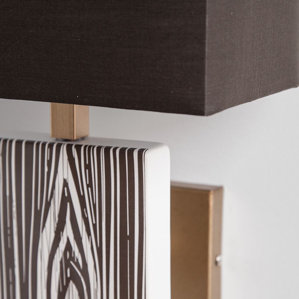 Maravilla III 11x17 Black/White Pattered Base Black Fabric Shade Wall Sconce from Mercana - Luna Furniture
