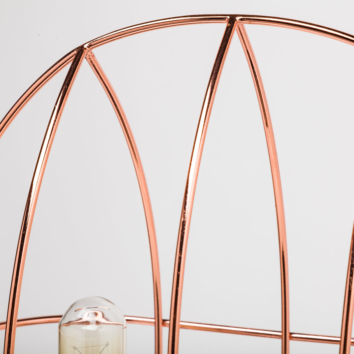 Sutton (19.3"H) Rose-Gold Metal Cylindrical Cage Three Bulb Table Lamp from Mercana - Luna Furniture