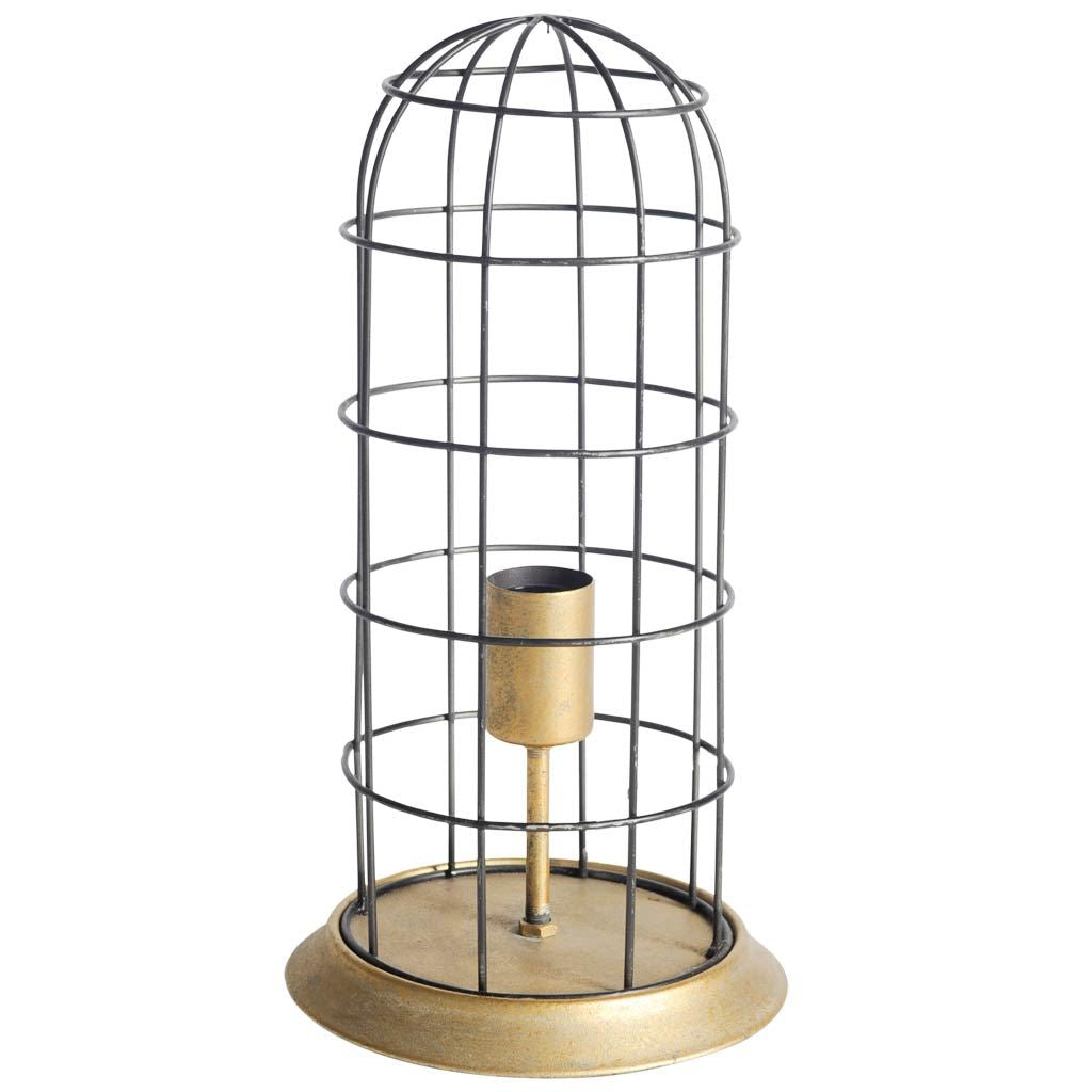 Carkner I (38"H) Gun-Metal Grey Cylindrical Metal Cage Table Lamp from Mercana - Luna Furniture