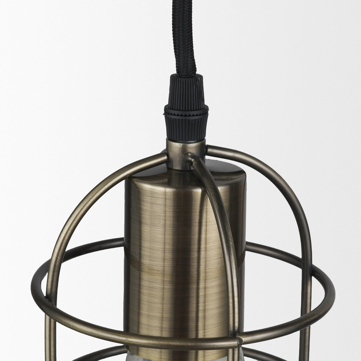 Hines I 4x8 Antiqued-Brass Metal Cage Pendant Light from Mercana - Luna Furniture