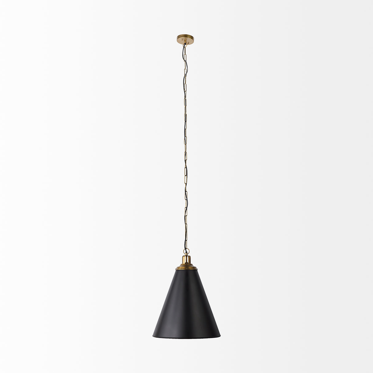 Fenton 18.0L x 18.0W x 23.0H Black W/Antiqued Gold Accents Pendant Light from Mercana - Luna Furniture