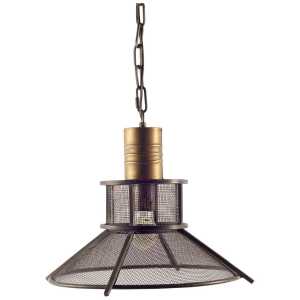 Romy 15x16 Black/Gold Meshed Metal Conical Pendant Light from Mercana - Luna Furniture