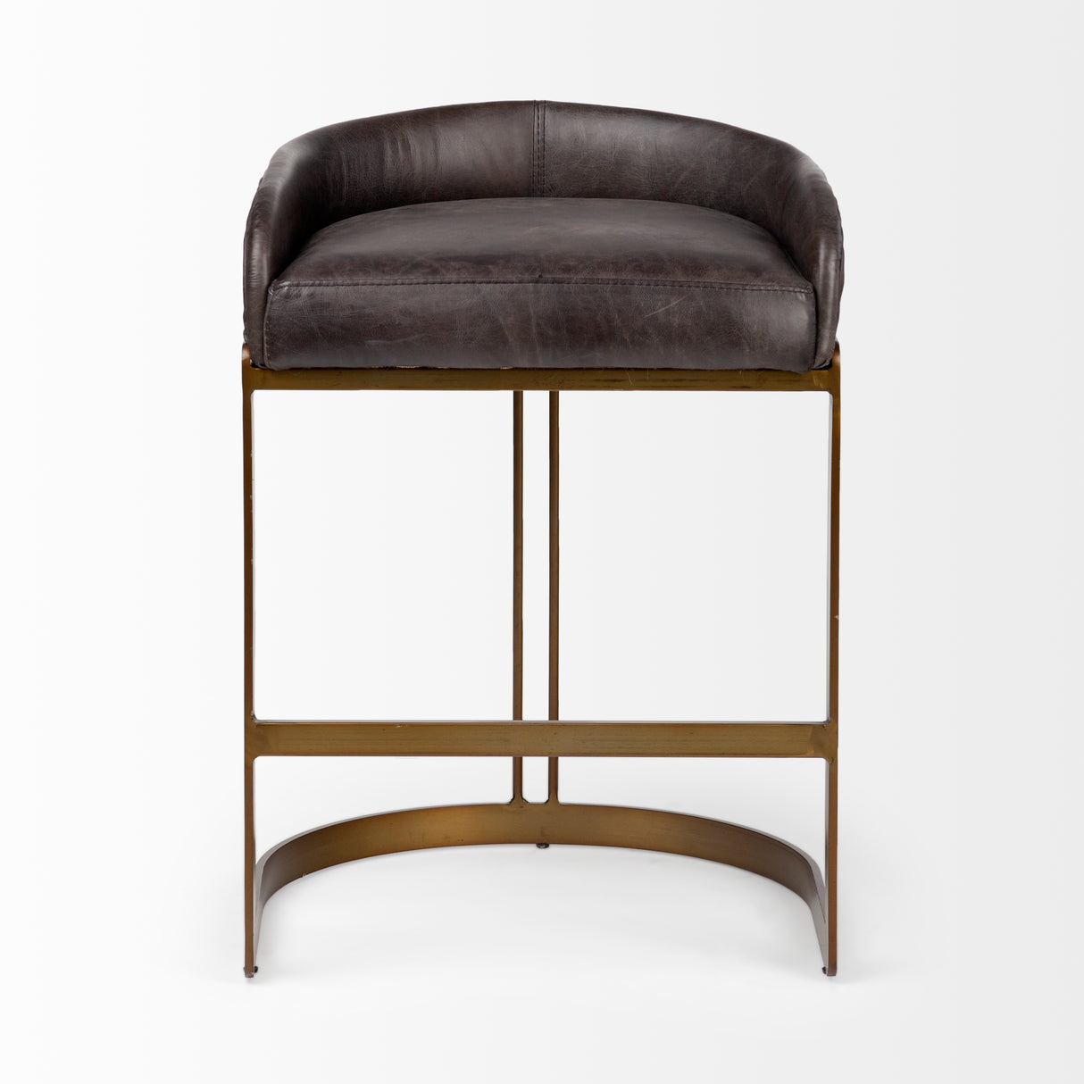 Hollyfield II Black Leather Seat Gold Metal Base Counter Stool from Mercana - Luna Furniture