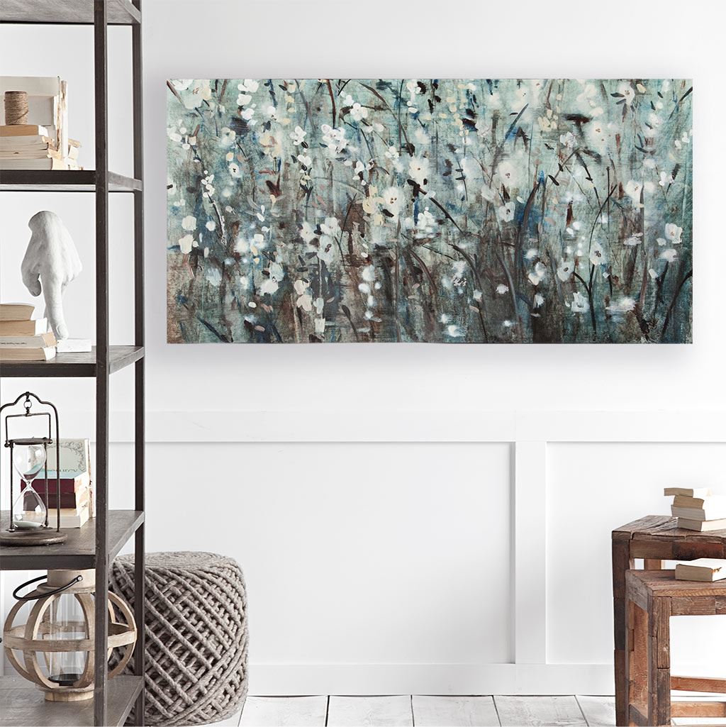 White Blooms with Navy II (MC) by Mercana Studio a Hand Embellished Textured Canvas from Mercana - Luna Furniture