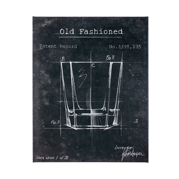 Barware Blueprint I by Mercana Studio a Hand Embellished Textured Canvas