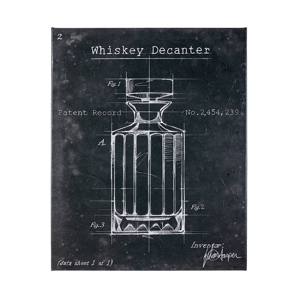 Barware Blueprint VII by Mercana Studio a Hand Embellished Textured Canvas
