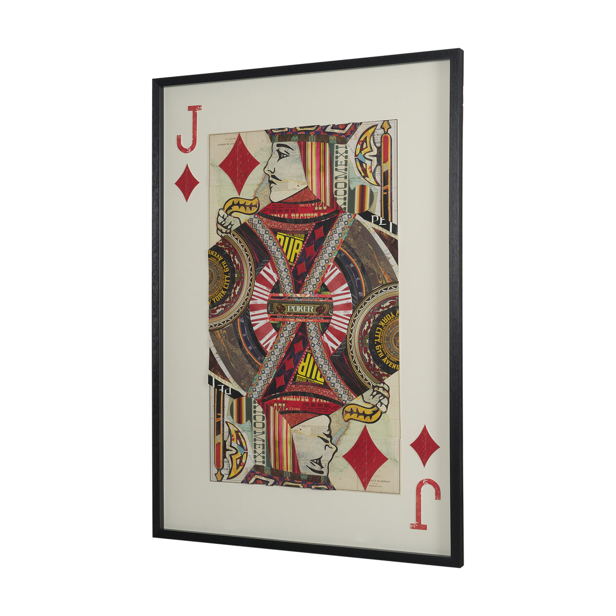 Jack of Diamonds Playing Card a Paper Mosaic Collage Framed Art under Glass from Mercana - Luna Furniture